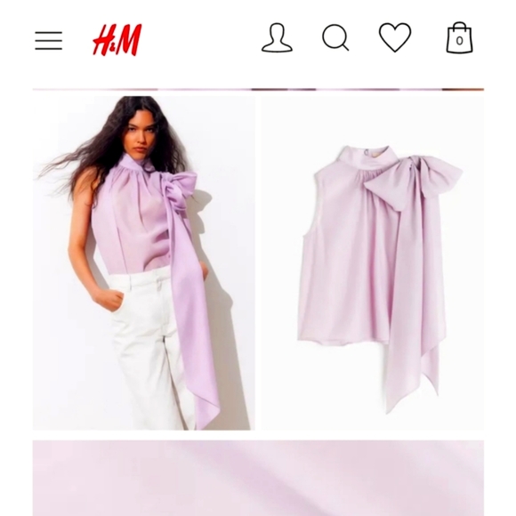 H&M Tops - H&M Lavender Bow-detail organza sleeveless blouse
